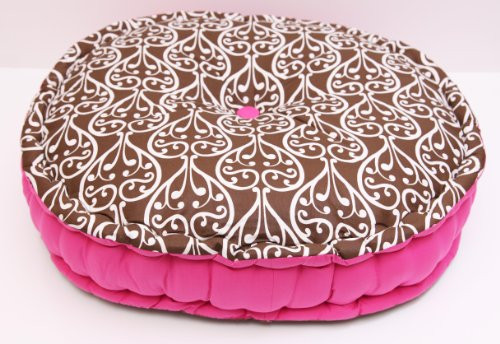 Bacati - Damask Pink and Chocolate Floor Pillow