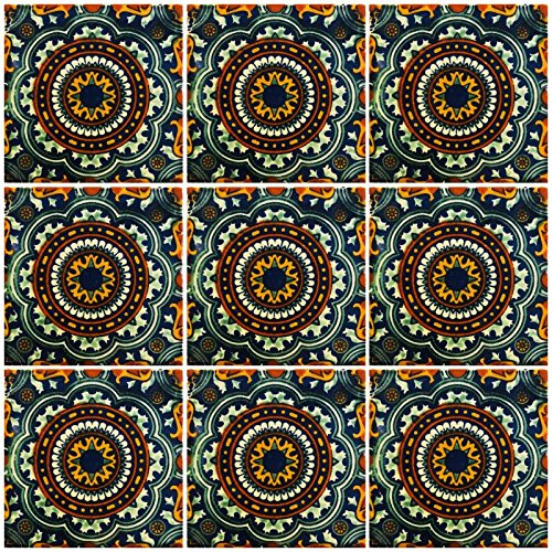 Ceramic Talavera Mexican Tile 4x4  9 Pieces -NOT Stickers- A1 Export Quality -EX144G