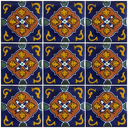 Ceramic Talavera Mexican Tile 4x4  9 Pieces -NOT Stickers- A1 Export Quality - EX412