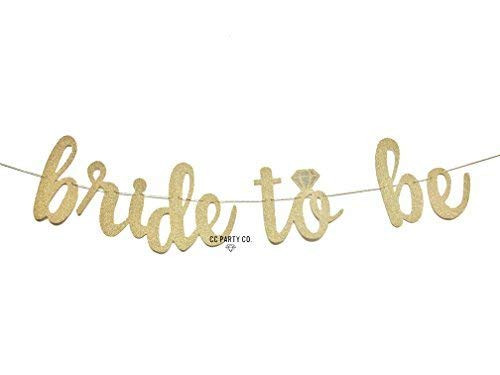 CC Party Co- Bride to Be Gold Glitter Banner with Diamond Ring Detail - bachelorette party - bridal shower - engagement party - wedding shower - hen p