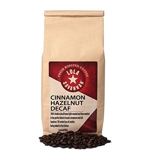 Lola Savannah Cinnamon Hazelnut Whole Bean Coffee - Spice Up Your Day with Exotic Flavors of Cinnamon and Hazelnut Coffee - Decaf - 2lb Bag