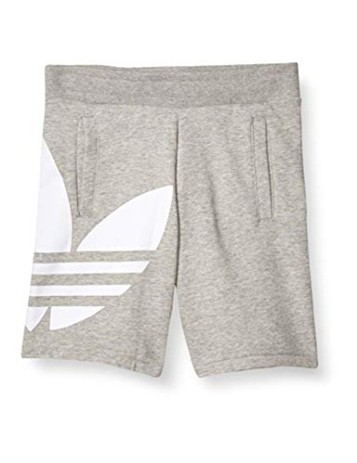 adidas Originals Boys Big Trefoil Shorts  Medium Grey Heather-White  X-Large