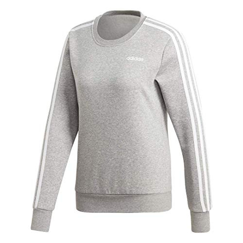 adidas Essentials Womens 3-Stripes Sweatshirt  Medium Grey Heather-White  X-Small
