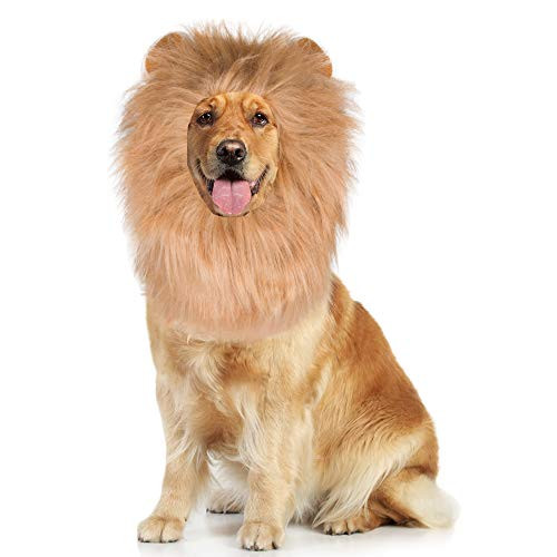 Dog Lion Mane - Lion Dog Costume Adjustable Lion Mane for Dog Halloween Dog Costumes with Ears Dog Lion Wig for Medium Large Sized Dogs -Large-