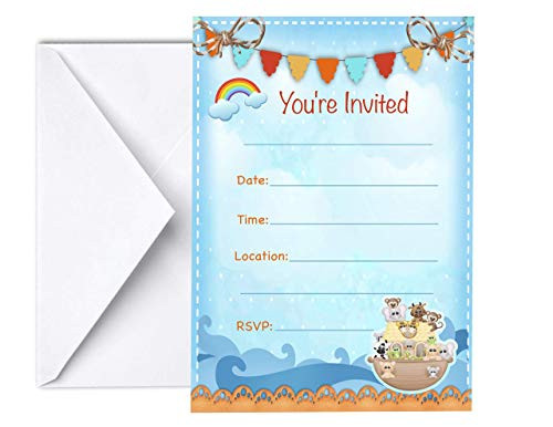 Noah Ark Invitations 12 pcs  5x7 Noahs Ark Animals Invites for Birthday Party for Boys and Girls or Neutral Themed Baby Shower