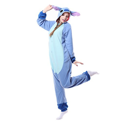 EONDEAR Womens Cosplay Adult Onesie Pajamas Cosplay Costumes Animal Outfit Stitch Blue S