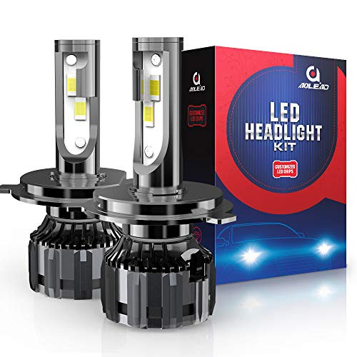 AOLEAD H4-9003-HB2 LED Headlight Bulbs  60W 12000 Lumens Super Bright 6000K CSP Chips Hi-Lo Conversion Kit