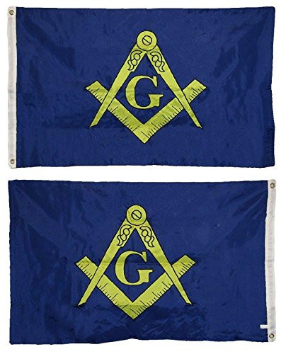 AES 3x5 Embroidered Mason Masonic Lodge Double Sided 210D Nylon Flag 3x5 Clips Fade Resistant Double Stitched Premium Penant House Banner Grommets