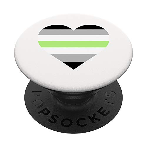 Agender Flag  LGBT Gifts  Love Heart Print  Pride Month PopSockets Grip and Stand for Phones and Tablets