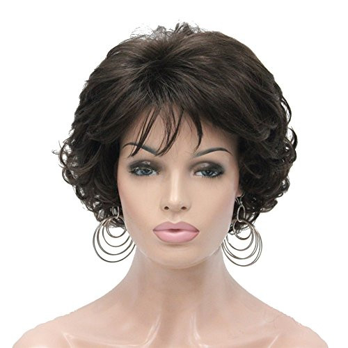 Aimole Short Chestnut Brown Curly Synthetic Wig Full Wigs Womens Thick Hair for Everyday -6-Chestnut Brown-