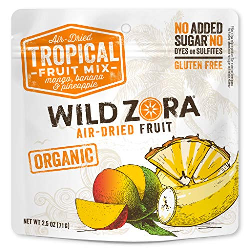 Wild Zora Organic Air Dried Fruit - Tropical Fruit Mix - With Mango Banana and Pineapple - Vegan Snacks No Added Sugar No Dyes or Sulfites - -3-Pa Wild Zora Organic Air Dried Fruit - Tropical Fruit Mix - With Mango Banana and Pineapple - Vegan Snacks No Added Sugar No Dyes or Sulfites - -3-Pa