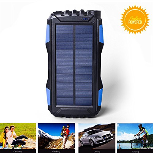 Solar Charger,Kiizon 25000mAh Portable Solar Power Bank Waterproof External Battery Powerd Pack Dual 2.1A USB Port,Solar Phone Chargers with Flashlight for iphone,android,cell phone,Electronic Devices