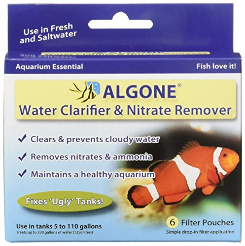 Algone Aquarium Water Clarifier and Nitrate Remover  6 filter pouches