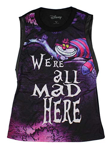 Disney Alice In Wonderland Cheshire Cat Were All Mad Womens Muscle Shirt Large