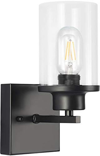 Black Bathroom Vanity Light Farmhouse Bathroom Lighting Fixtures Over Mirror Wall Sconce Hallway Light Fixtures with Clear Glass Shades-1 Light- Black Bathroom Vanity Light Farmhouse Bathroom Lighting Fixtures Over Mirror Wall Sconce Hallway Light Fixtures with Clear Glass Shades-1 Light-