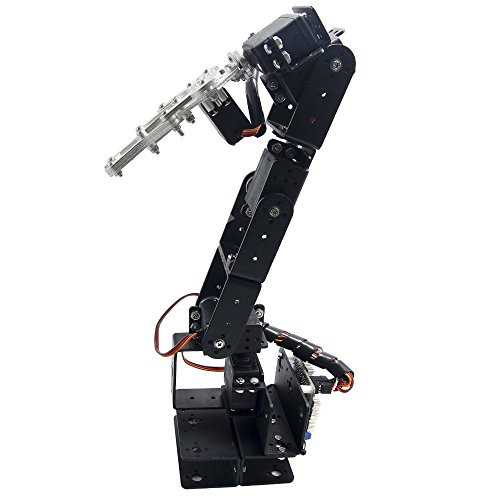 Aideepen ROT3U 6DOF Aluminium Robot Arm Black Mechanical Robotic Clamp Claw for Arduino without Servo