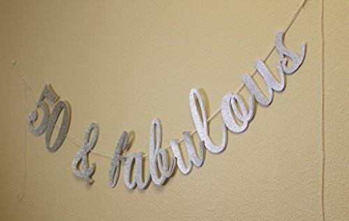 All About Details 50 and Fabulous Cursive Banner -Silver-