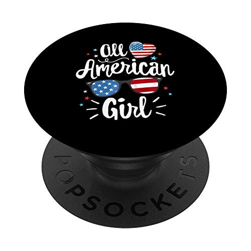 All American Girl Women American Flag 4th of July Patriotic PopSockets PopGrip Swappable Grip for Phones and Tablets