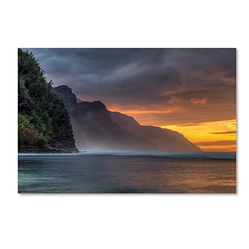 Trademark Fine Art Napali Sunset Kauai by Pierre Leclerc, 16x24-Inch Canvas Wall Art Trademark Fine Art Napali Sunset Kauai by Pierre Leclerc, 16x24-Inch Canvas Wall Art