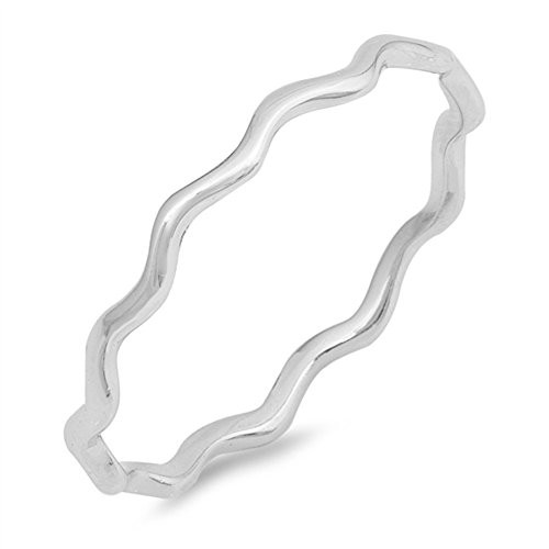 Thin Wave Eternity Stackable Ring New -925 Sterling Silver Thumb Band Size 11