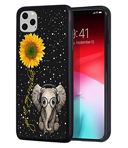 iPhone 11 Pro Max Case  Slim Anti-Scratch TPU Rubber Protective Case Cover for iPhone 11 Pro Max -2019- 6-5 inch - Sunflower and Elephant