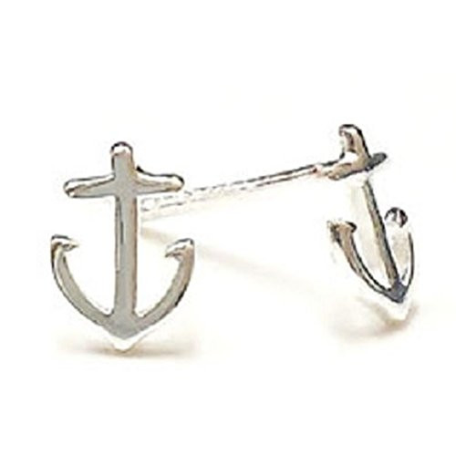 925 Solid Sterling Silver Tiny Anchor Boat Sailing Stud Earrings  Mini Nautical Minimalist Ocean Jewelry