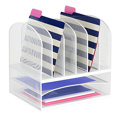 Safco Products 3255WH Onyx Mesh Desktop Organizer with 6 Vertical/2 Horizontal Sections, White