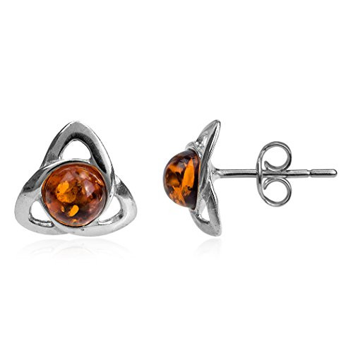 Ian and Valeri Co-Amber Sterling Silver Small Celtic Stud Earrings