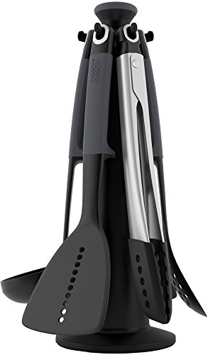 Joseph Joseph 10151 Elevate Carousel Nylon Kitchen Utensil Set with Rotating Storage Stand, 6-piece, Gray
