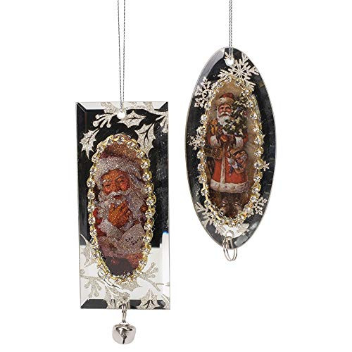 Midwest-CBK Vintage Santa Mirror Silver Toned 12 x 3 Acrylic Christmas Ornaments Set of 2 Midwest-CBK Vintage Santa Mirror Silver Toned 12 x 3 Acrylic Christmas Ornaments Set of 2