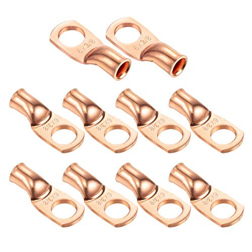 Ampper Heavy Duty Copper Wire Lugs  UL Eyelets Ring Crimp Copper Terminal Connectors for Battery Cable Ends and More -6 Awg  3-8 Ring  10 Pcs- Ampper Heavy Duty Copper Wire Lugs  UL Eyelets Ring Crimp Copper Terminal Connectors for Battery Cable Ends and More -6 Awg  3-8 Ring  10 Pcs-