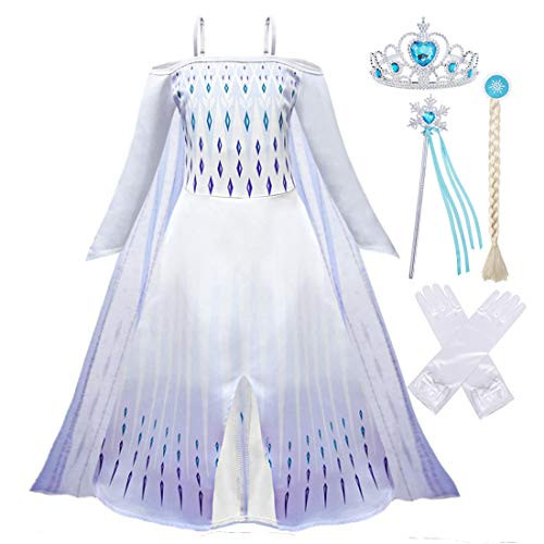 AmzBarley Princess Costume Outfit Coronation Dress for Girls Halloween Cosplay Theme Party Fancy Dress Up Holiday Role Play Clothes Kids Off Shoulder