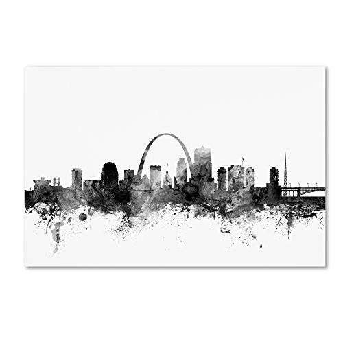 Trademark Fine Art St Louis Missouri Skyline B&W by Michael Tompsett, 16x24-Inch Canvas Wall Art