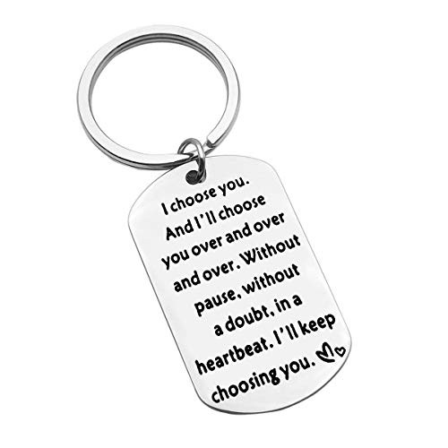 Couple Keyring Gift I Choose You Over and Over Keychain Anniversary Valentines Day Gift for Boyfriend Girlfriend Wedding Keyring Gift for Husband Wife