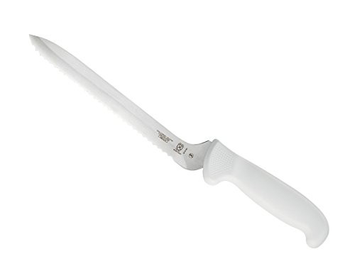 Mercer Culinary Offset Utility Knife  Wavy Edge  8 Inch  Ultimate White