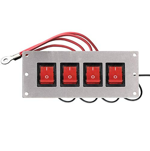 MGI SpeedWare Racing Switch Panel  12vDC 4 Gang Neon Rockers -Red-