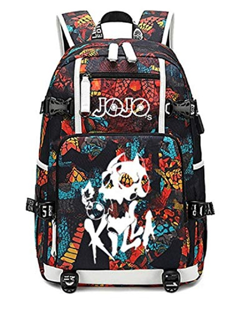 Siawasey Japanese JoJos Bizarre Adventure Cosplay Luminous Backpack Daypack Bookbag Laptop School Bag with USB Charging Port