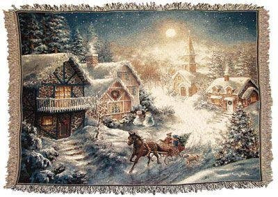 Simply Home One Horse Open Sleigh Tapestry Throw Blanket
