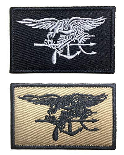 Antrix 2 Pcs USA American Army Flag Navy Seals Team Trident United States Navy Seals Patch Military Tactical Embroidered Morale Badge Patches for Jack