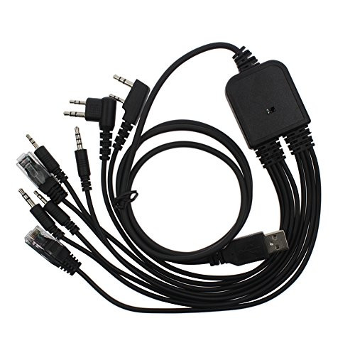 AOER 8 in 1 USB Programming Cloning Cable Cord for Motorola HYT ICOM Baofeng Kenwood Yaesu Vertex TYT Quansheng Puxing Linton Wouxun Baofeng Weierwei