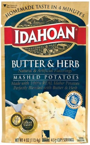 Idahoan Butter and Herb Mashed Potatoes 4 oz -Pack of 12-