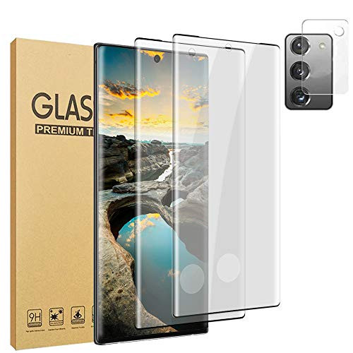 -2 - 1Lens Protector- Galaxy Note 20 Tempered Glass Screen Protector Support Fingerprint Unlock 9H Hardness 3D Touch Full Coverage HD Screen Protector