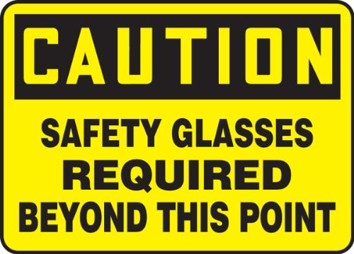 Accuform MPPE647VP Plastic Safety Sign LegendCaution Safety Glasses Required Beyond This Point 7 Length x 10 Width x 0-055 Thickness Black on Accuform MPPE647VP Plastic Safety Sign LegendCaution Safety Glasses Required Beyond This Point 7 Length x 10 Width x 0-055 Thickness Black on