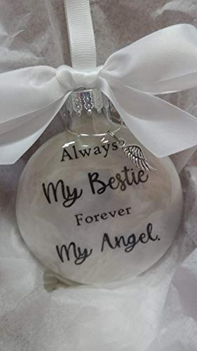 Best Friend Memorial Christmas Ornament Sympathy Gift with Angel Wing Charm