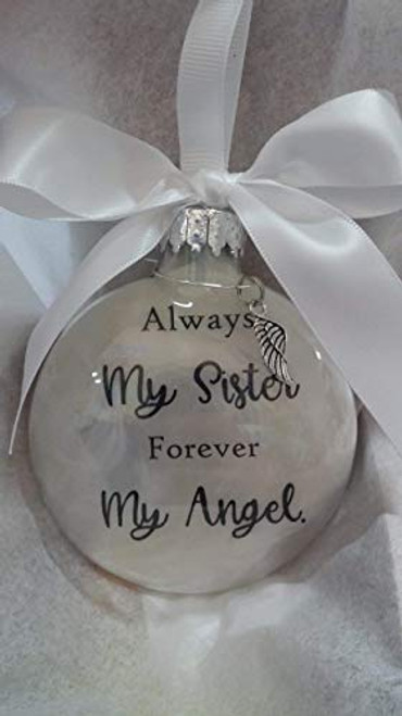 Sister Memorial Christmas Ornament Sympathy Gift with Angel Wing Charm Sister Memorial Christmas Ornament Sympathy Gift with Angel Wing Charm