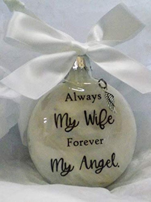 Always My Wife Memorial Christmas Ornament Sympathy Gift with Angel Wing Charm Always My Wife Memorial Christmas Ornament Sympathy Gift with Angel Wing Charm