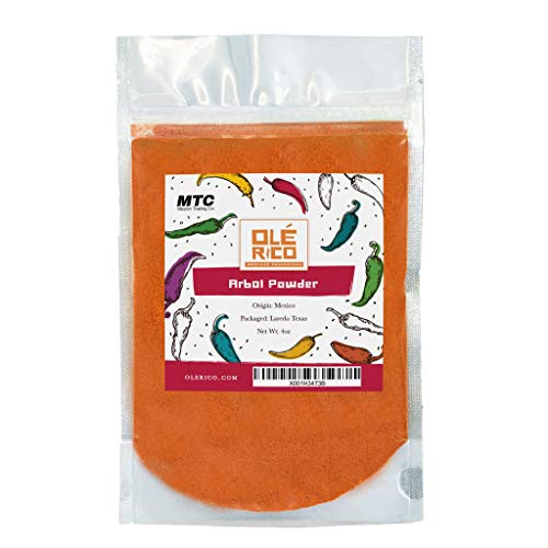 Chile de Arbol Powder 1 Pack -4 oz- - Pure Ground Chili Natural Seasoning Made From Dried Arbol Peppers - Medium to High Heat  Great for Mexican Recip Chile de Arbol Powder 1 Pack -4 oz- - Pure Ground Chili Natural Seasoning Made From Dried Arbol Peppers - Medium to High Heat  Great for Mexican Recip
