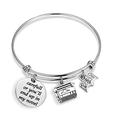 Writer Bracelet She Believed She Could Bracelet Author Bracelet Typewriter Gift Pen Container Typewriter Book Charms Jewelry-BR-My novel-