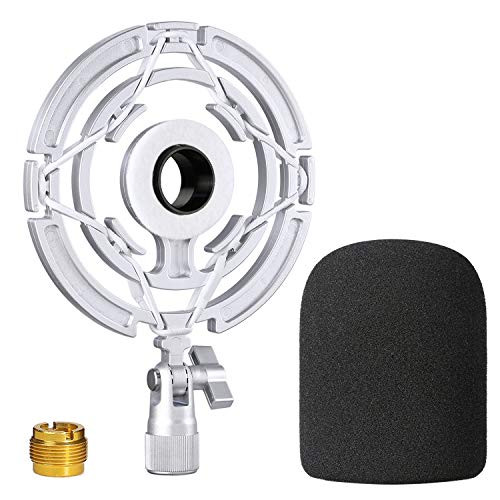 AT2020 Shock Mount with Pop Filter  Microphone Foam Windscreen Reduces Vibration Noise for AT2020USB- Condenser Mic by YOUSHARES