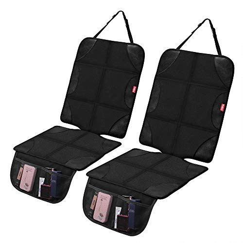 Car Seat Protector  Ponjson Auto Car Leather Seats Waterproof Thick PaddingandNon-Slip Seat Cover Pad for Child Baby Safety Seat with Organizer Pockets-
